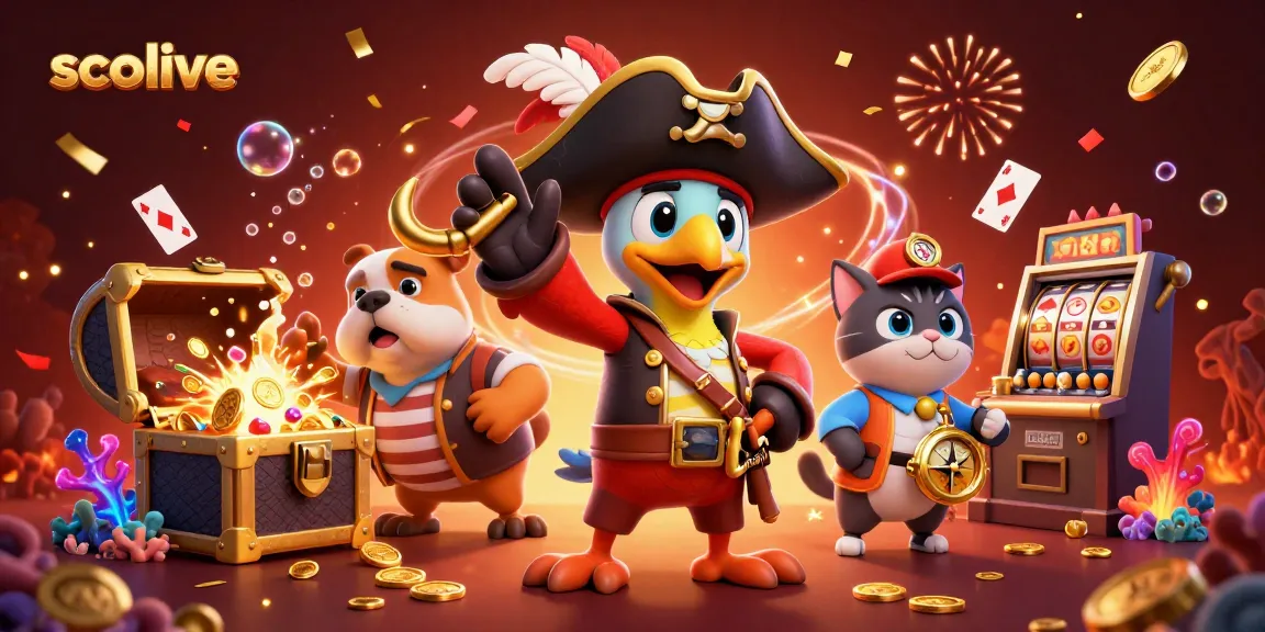 Socolive enhances casino excitement with a vivid pirate-themed 3D scene featuring gambling elements and dynamic characters.