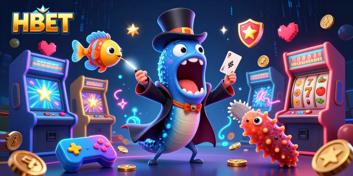 HBET showcases a thrilling arcade scene with a magician eel performing gambling magic surrounded by casino elements.