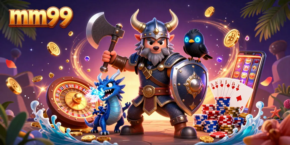 Win big with mm99 at the dazzling casino featuring Viking warriors and dragons.