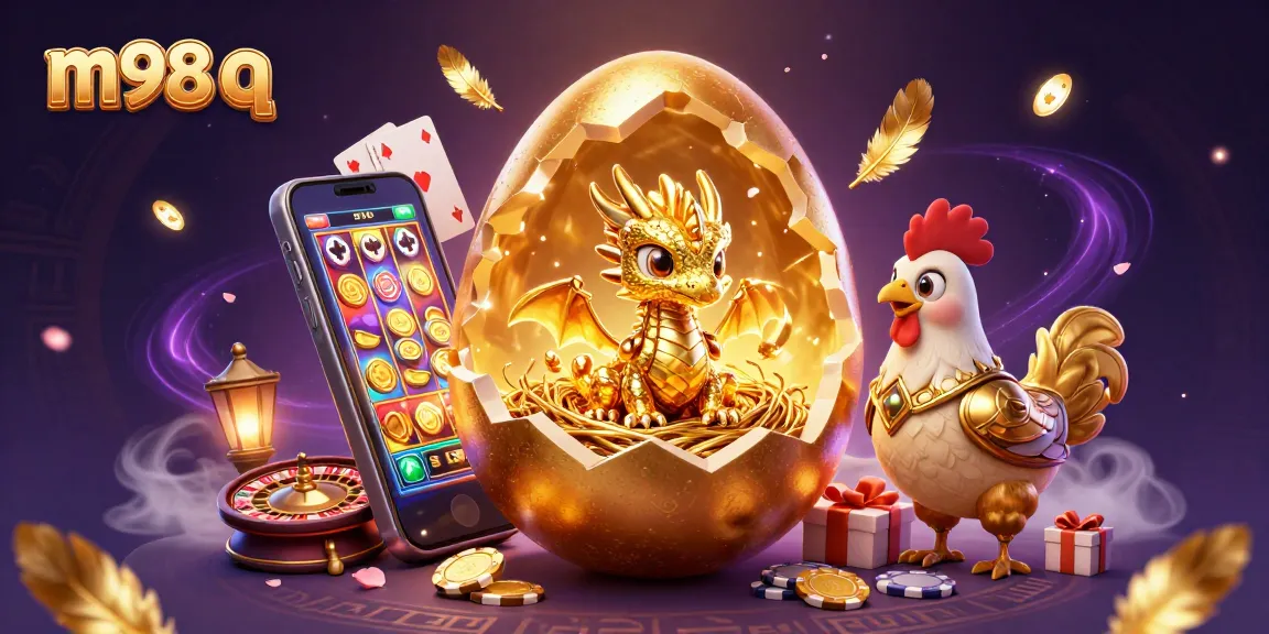Engage with the thrilling m98 q scene featuring a golden dragon and vibrant casino elements amidst a magical backdrop.
