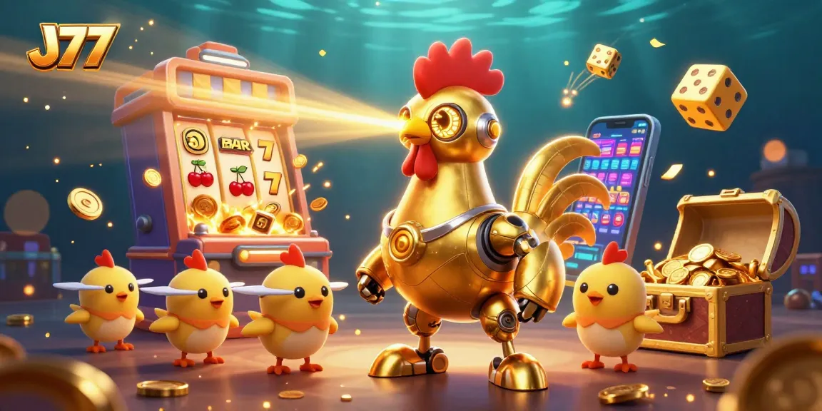 Engage with thrilling slot experiences at J77, featuring dynamic casino elements and a colorful, vibrant atmosphere.