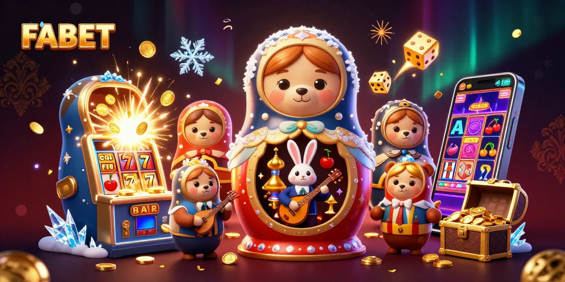 Win big with FABET in this vibrant 3D casino illustration showcasing gaming excitement.