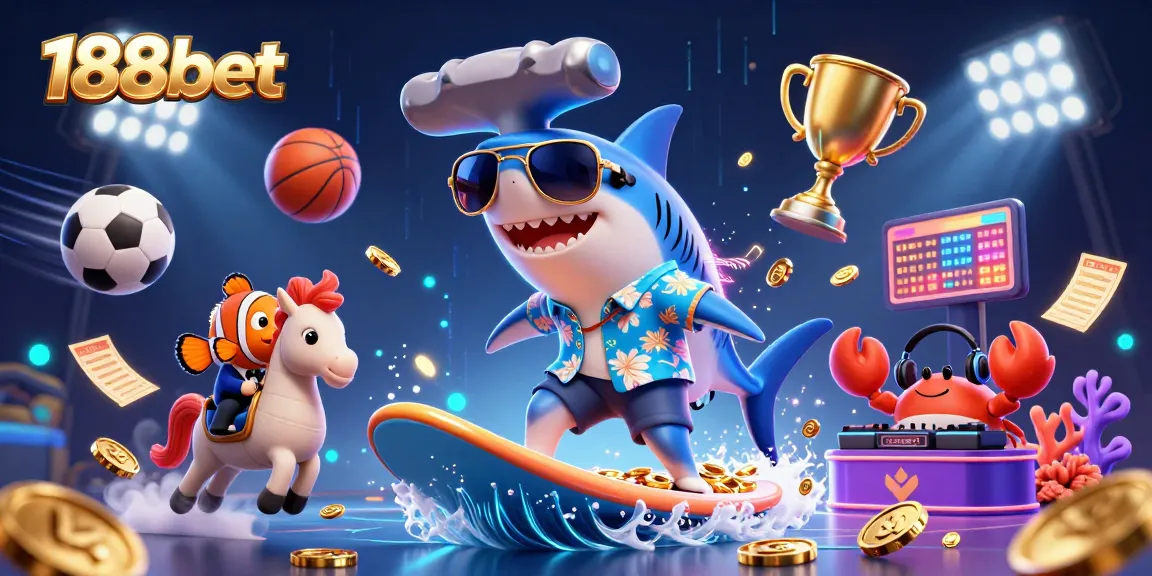 Engage in thrilling gaming adventures with 188bet, featuring dynamic characters and vibrant casino elements.