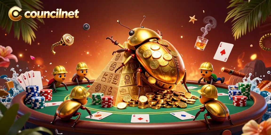 Engage in exciting gameplay at councilnet with vibrant casino symbols and golden coins.