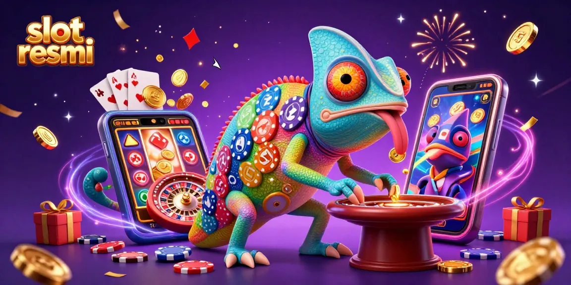 Engage in thrilling gameplay with slot resmi as the chameleon casino owner attracts golden coins and exciting slots.