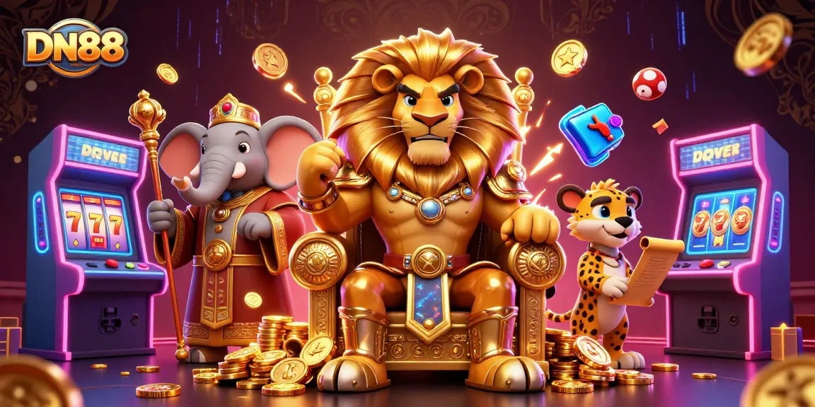Experience dynamic gaming adventures at DN88, featuring vibrant casino elements and 3D characters.