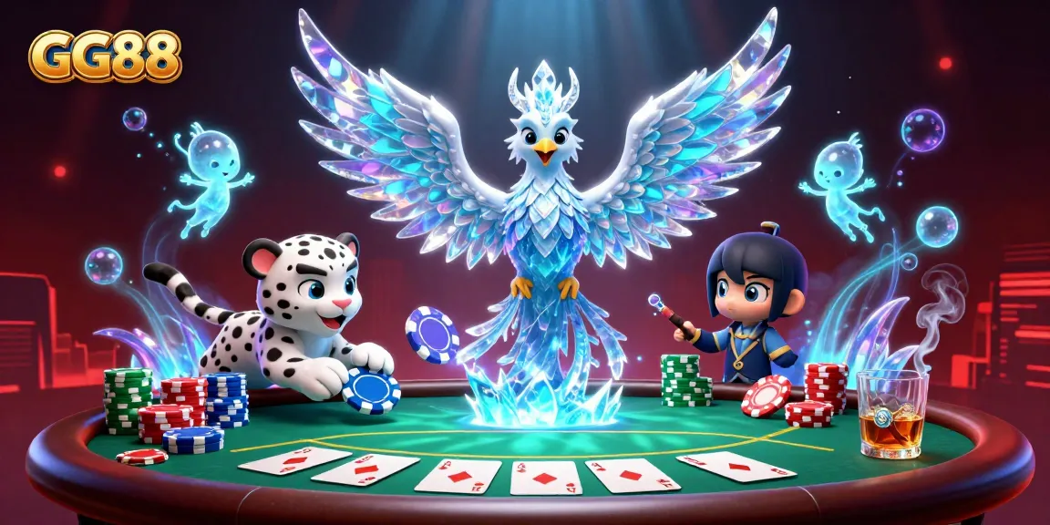 GG88 delivers an electrifying online gambling experience with a vibrant casino scene featuring poker elements.