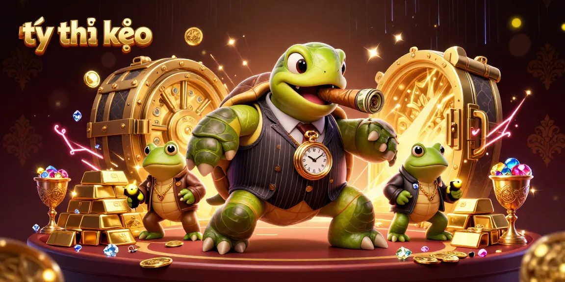 Engage with tỷ lệ kèo in an exciting 3D casino scene featuring a mobster turtle and bullfrog enforcers.