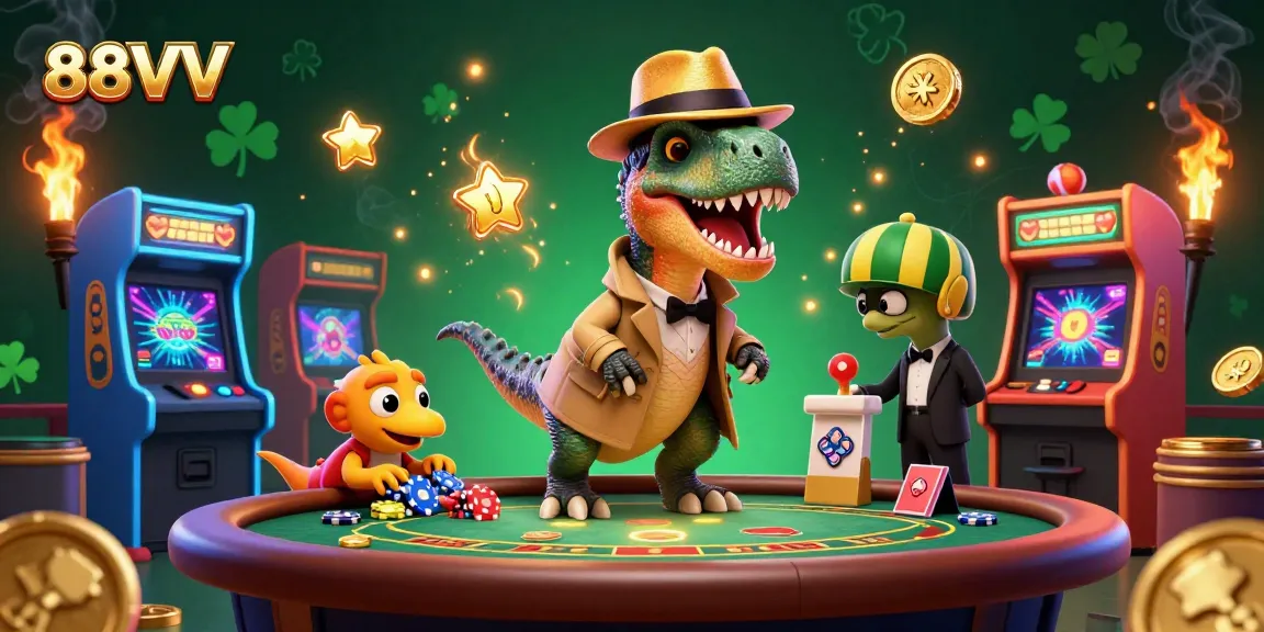 Experience thrilling 88VV gameplay with a velociraptor card counter and a pit boss in action.