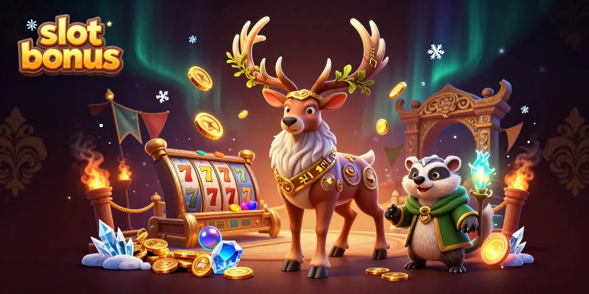 Engage with the slot bonus excitement alongside magical creatures in a vibrant 3D casino scene.