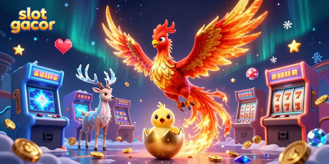 Engage thrilling slot gacor experiences with a stunning fantasy scene of colorful characters and casino elements.