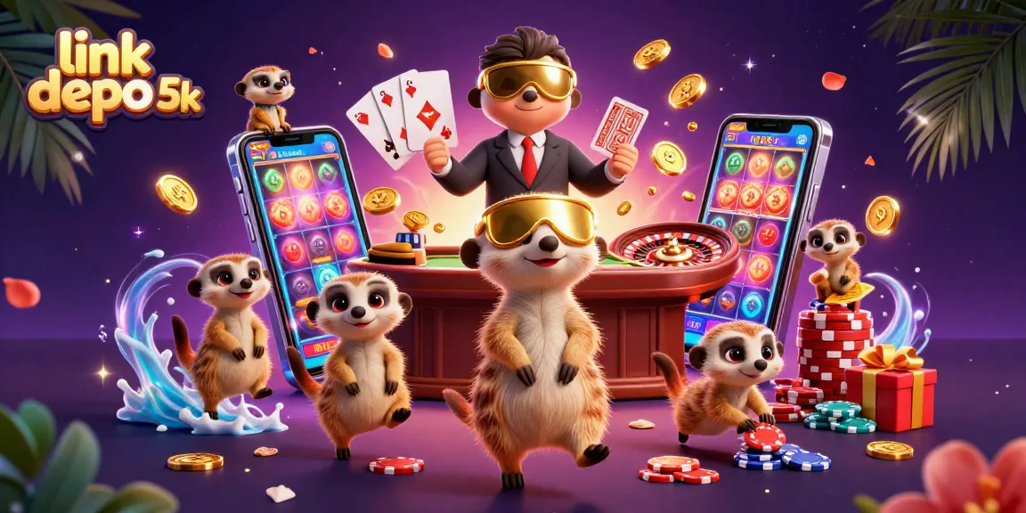 Experience thrilling gaming action with link depo 5k as meerkats operate a lively casino scene.