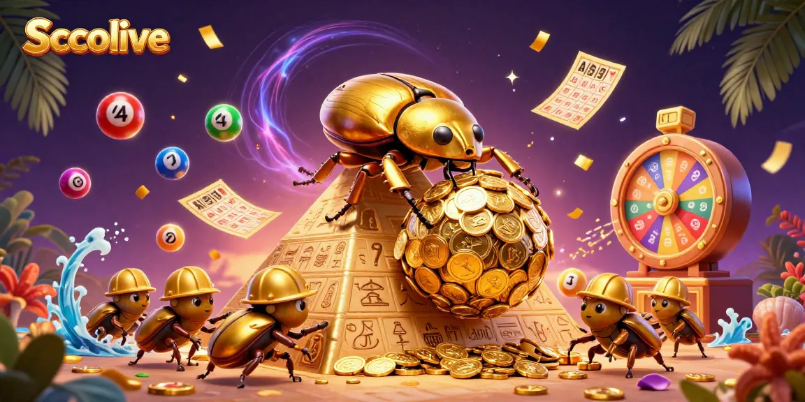 Socolive showcases a vibrant, colorful casino-themed illustration featuring a golden dung beetle avatar rolling coins.