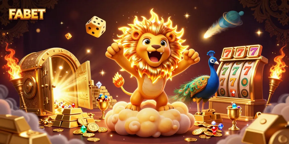 Experience the thrill of FABET in this vibrant 3D casino illustration depicting dynamic gaming elements.