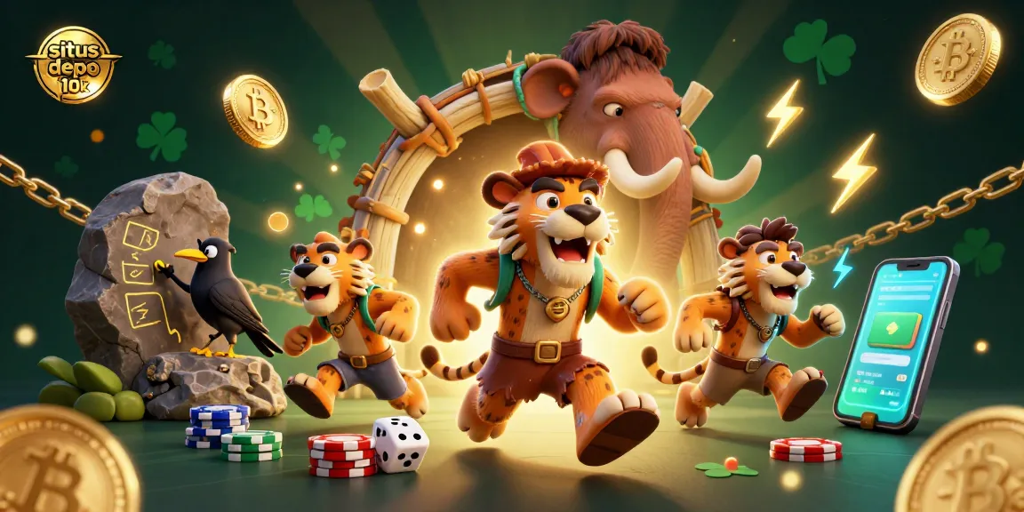 Experience excitement with situs depo 10k as prehistoric characters run a casino with Bitcoin elements.