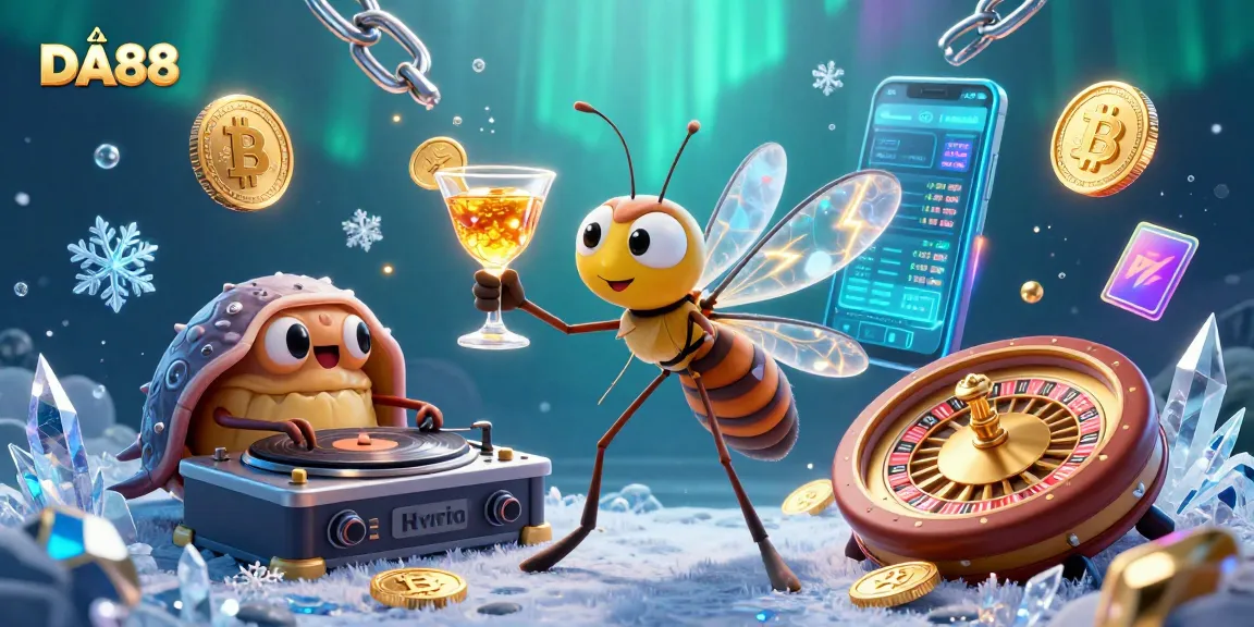 Experience excitement with DA88's vibrant casino scene featuring rich visuals and crypto elements.