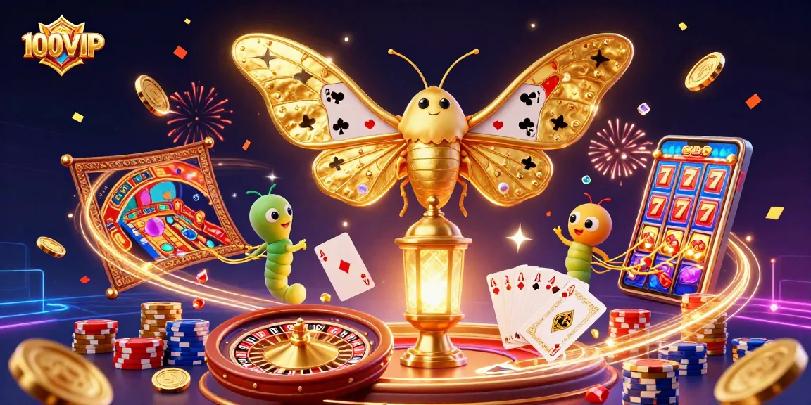 Engage in thrilling gameplay at 100VIP with dynamic casino scenes and festive visuals.