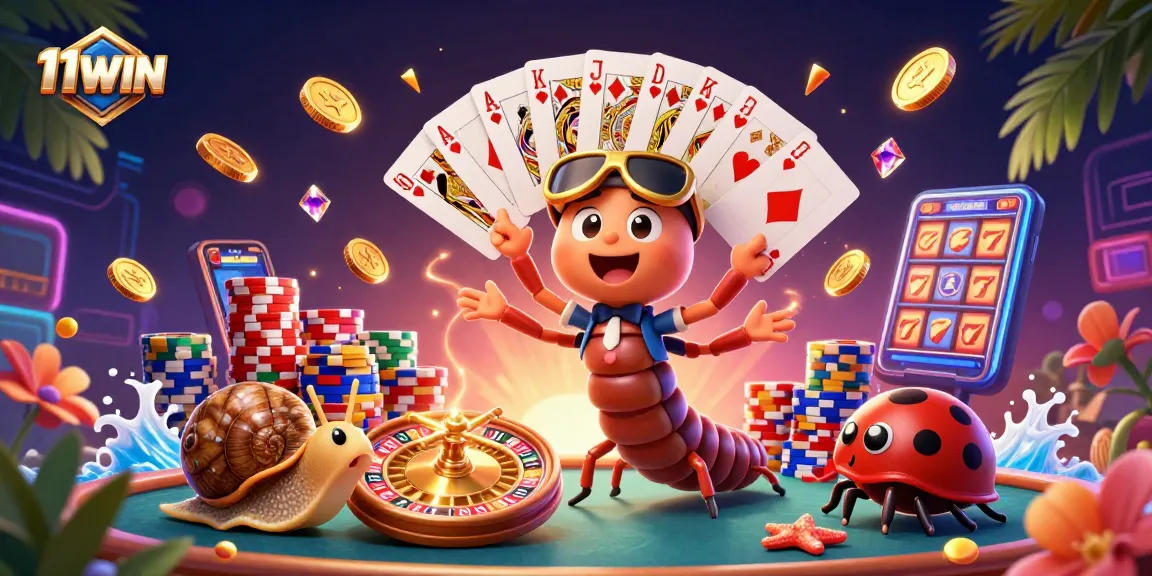 Engage with thrilling 11WIN gaming action featuring a dynamic casino scene.