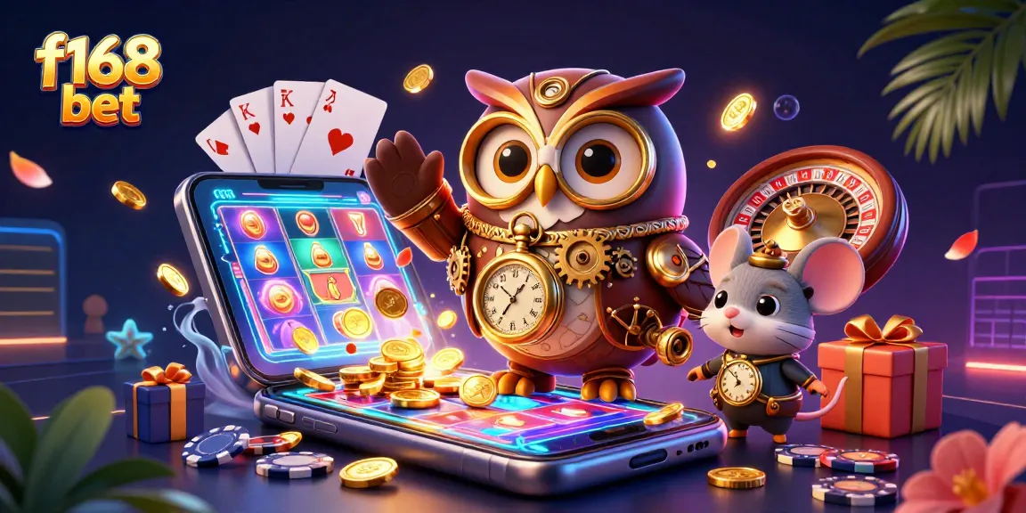 Experience the excitement of f168 bet through time-traveling characters and vibrant casino elements.