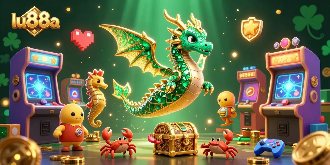 Engagingly play at lu88a, where the 3D sea dragon and treasure chest create an inviting casino atmosphere.