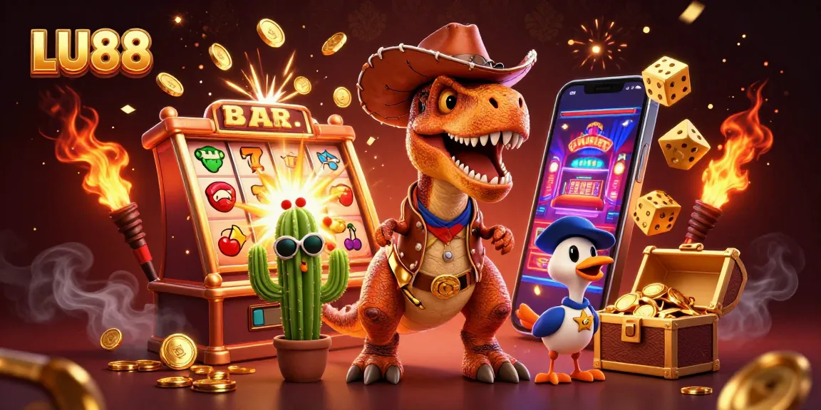 LU88 invites players to celebrate massive wins with a vibrant casino-themed scene.