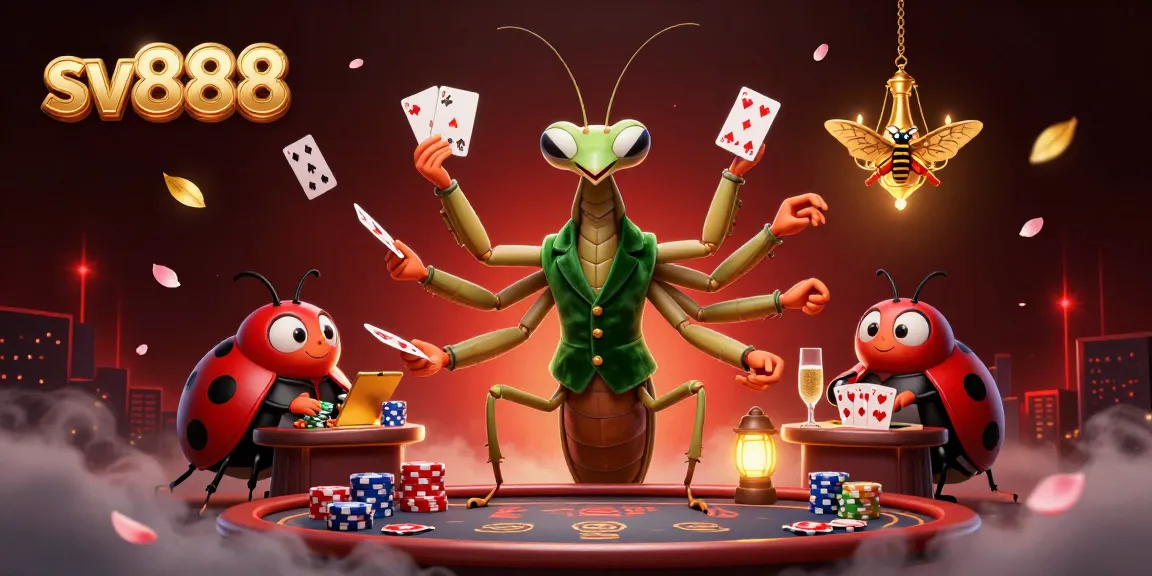 Engage with sv888’s vibrant casino scene, showcasing a giant mantis card sharp with captivating game elements.
