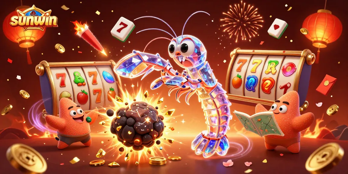 sunwin highlights a dynamic online slots scene with vibrant characters and game elements.