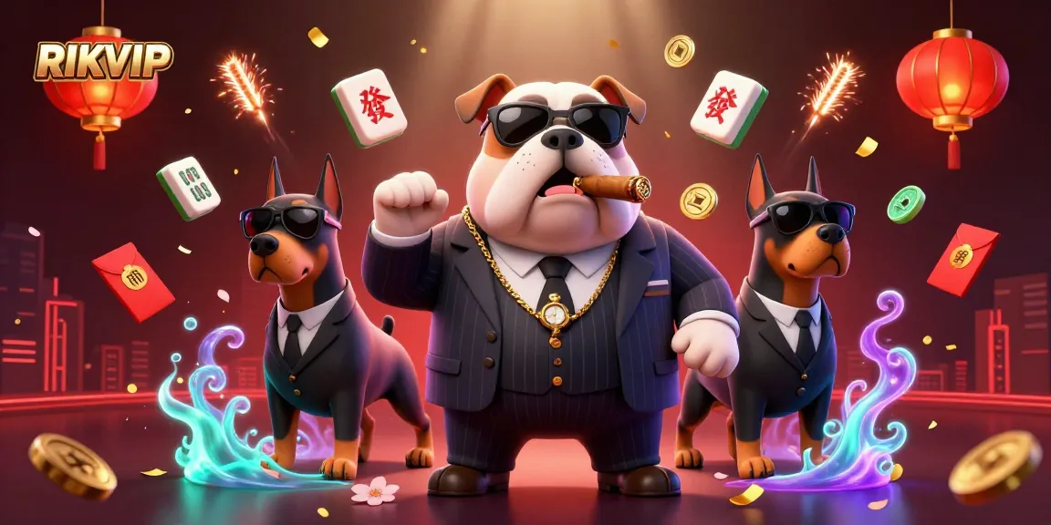 Experience the excitement of RIKVIP with a 3D mafia boss bulldog and dynamic game elements.